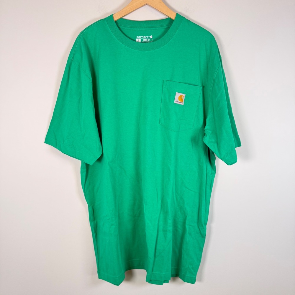 Carhartt K87 Loose Fit Pocket T-Shirt Large Tall Green Short Sleeve Cotton Tee